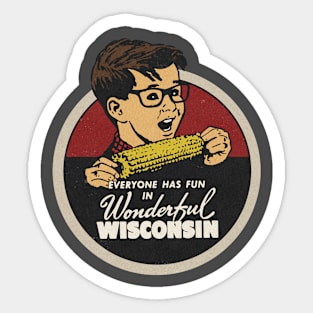 Vintage Wisconsin Corny Tourist Kid Sticker